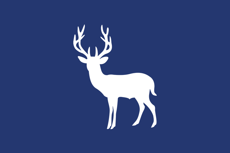 White buck icon on a blue background