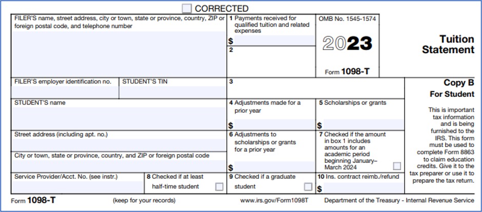 2023 1098T Tuition Statement example